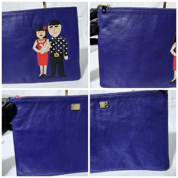 Authentic Dolce & Gabbana Lapis Leather Zip Clutch Blue - Picture 9 of 11